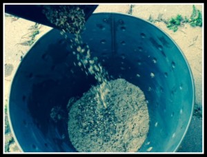 Dumping sand into bucket